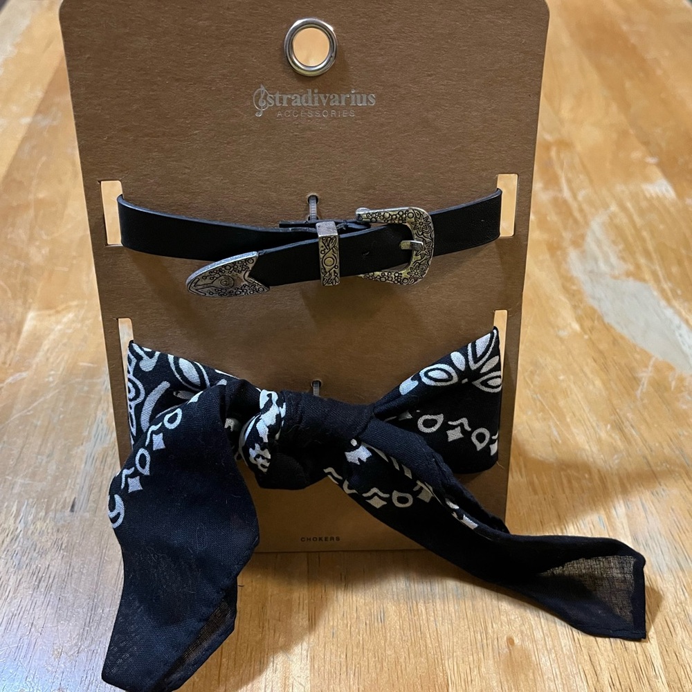 Stradivarius Chokers - Black - Black & White Paisley - New With Tags
